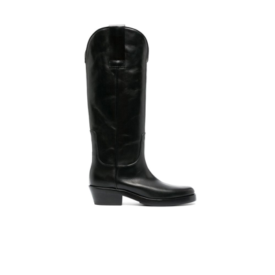 Shop Raf Simons Black Knee-high Leather Boots