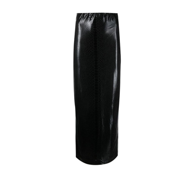Shop Kim Shui Black Croc-embossed Maxi Skirt