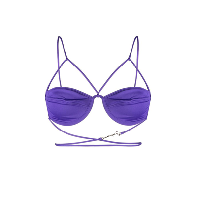 Shop Jacquemus Le Haut De Maillot Signature Bikini Top - Women's - Recycled Polyester/elastane In Purple