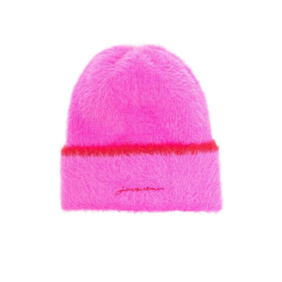 Shop Jacquemus Pink Le Bonnet Neve Beanie Hat