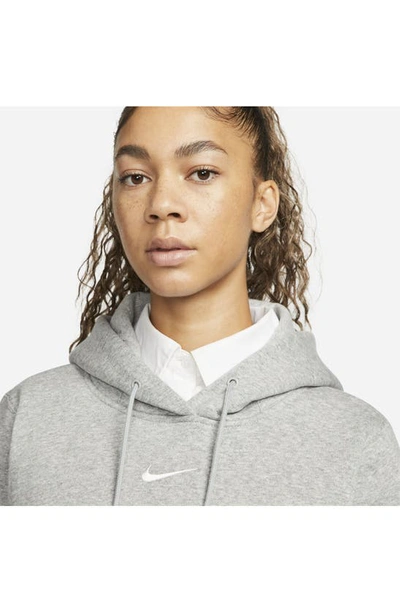 Shop Nike Sportswear Phoenix Fleece Hoodie In Dark Grey Heather/ Sail