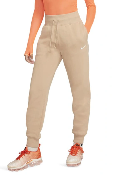 Shop Nike Sportswear Phoenix Fleece Sweatpants In Hemp/ Sail