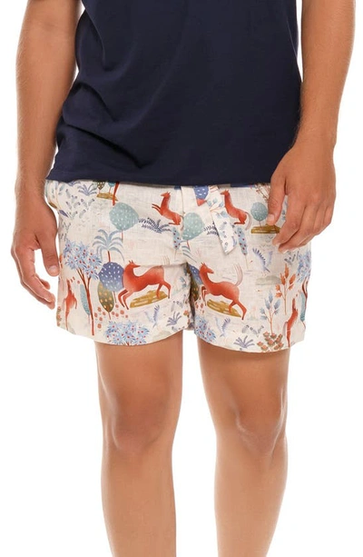 Shop The Lazy Poet Ben Equus Linen Sleep Shorts In Blue