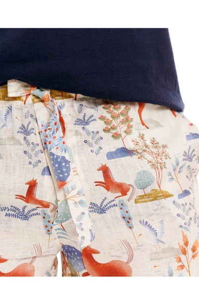 Shop The Lazy Poet Ben Equus Linen Sleep Shorts In Blue