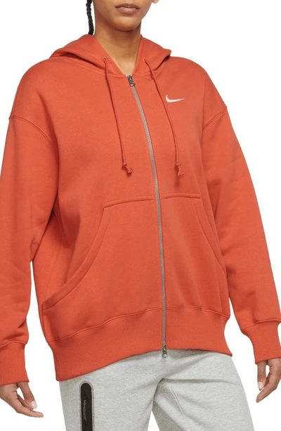Shop Nike Sportswear Phoenix Fleece Full Zip Hoodie In Mantra Orange/sail