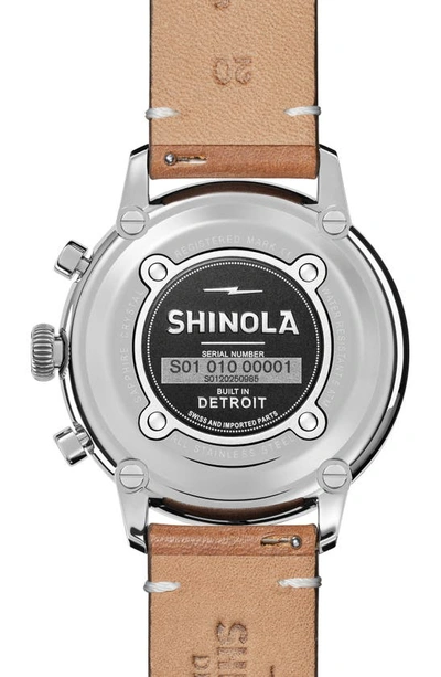 Shop Shinola Traveler Chronograph Leather Strap Watch, 42mm In Khaki Grey