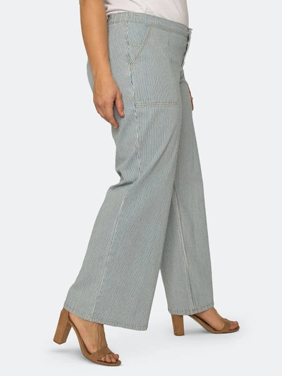 Shop Standards & Practices Mona High Rise Full Length Wide Leg Denim Pants In Blue