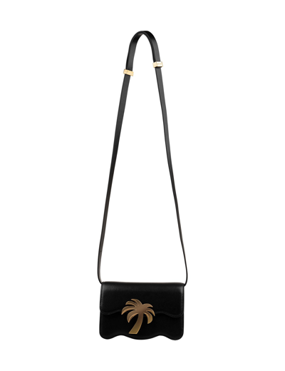 Shop Palm Angels Black Palm Beach Shoulder Bag In Black Gold