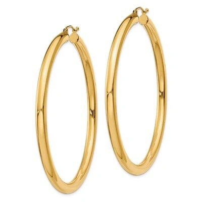 Pre-owned Superdealsforeverything Real 14kt Yellow Gold Polished 4mm Lightweight Tube Hoop Earrings