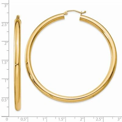 Pre-owned Superdealsforeverything Real 14kt Yellow Gold Polished 4mm Lightweight Tube Hoop Earrings