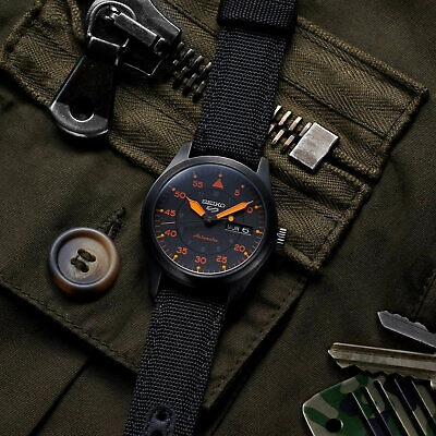 Pre-owned Seiko 5 Sports Srph33k1 Automatic Black Dial Black Nato Strap Men Watch Warranty In Dark Slate Gray