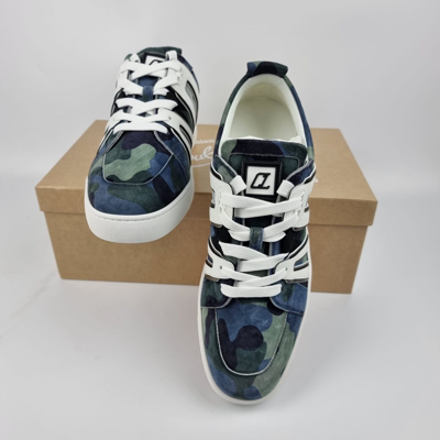 Pre-owned Christian Louboutin Vida Viva Camouflage Sneakers In Blue