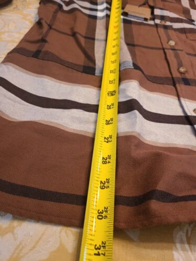 Pre-owned Burberry $800  Men Flannel Shirt Sz Large Logo Plaid Limited Edition In Multicolor