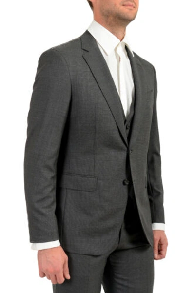 Pre-owned Hugo Boss Men's "fharverson2garvin2we" Gray Slim Fit 100% Wool Three Piece Suit