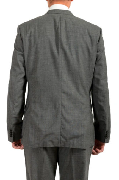 Pre-owned Hugo Boss Men's "huge6/genius5" Slim Fit Houndstooth 100% Wool Two Button Suit In Black/light Gray