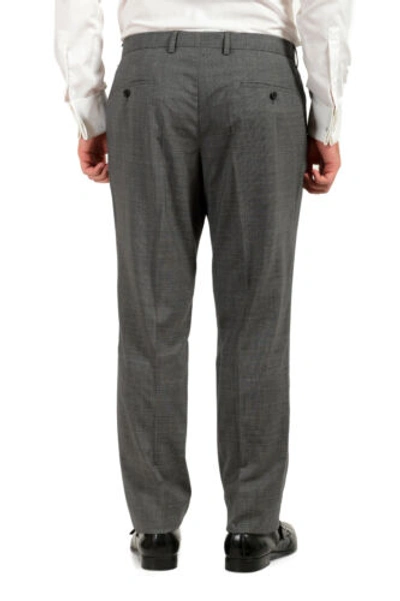 Pre-owned Hugo Boss Men's "huge6/genius5" Slim Fit Houndstooth 100% Wool Two Button Suit In Black/light Gray