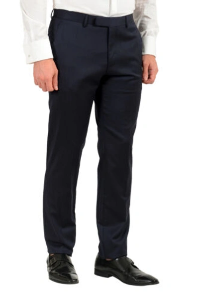 Pre-owned Hugo Boss Men's F-harverson2/garvin2 Slim Fit 100% Wool Striped Two Button Suit In Blue