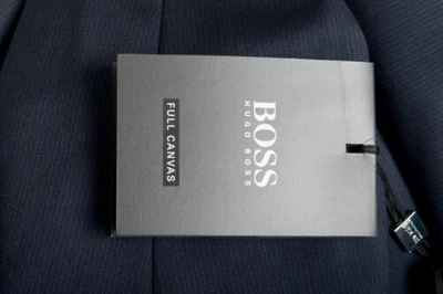 Pre-owned Hugo Boss Men's F-harverson2/garvin2 Slim Fit 100% Wool Striped Two Button Suit In Blue