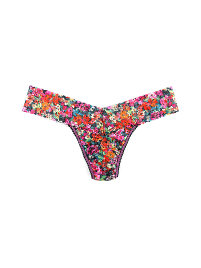Shop Hanky Panky Printed Signature Lace Low Rise Thong Pashley Manor Gardens In Multicolor