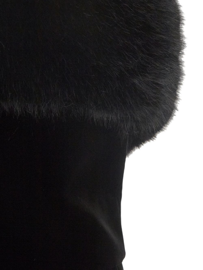 Saint Laurent Faux Fur-trimmed Velvet Bandeau Jumpsuit In Black 