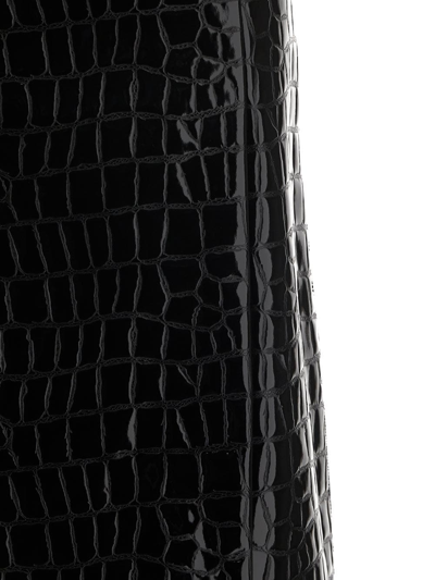Shop Dolce & Gabbana Croc Midi Skirt In Black