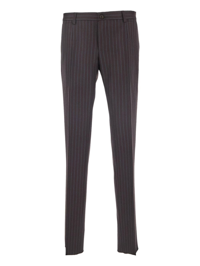 Shop Dolce & Gabbana Striped Trousers In Brown