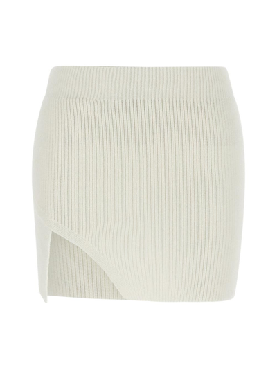 Shop Laneus Mini Knit Slit Skirt In White