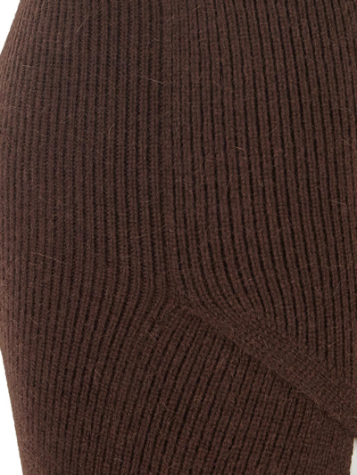 Shop Laneus Mini Knit Slit Skirt In Brown