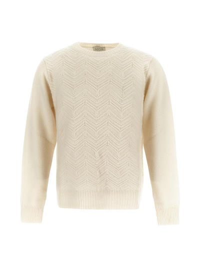 Shop Aion Latte Knitted Sweater In Ivory
