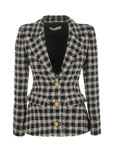 Shop Alessandra Rich Check Jacket In White