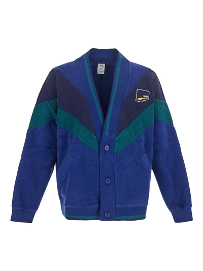 Shop Puma Uptown Relaxed Cardigan In Blue