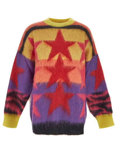 Shop Palm Angels Knit Star Sweater In Multicolor