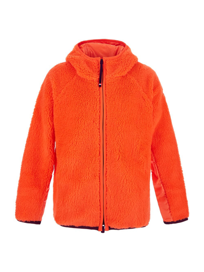 Shop Moncler Fleece Hoodie In Orange