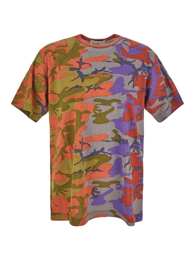 Shop Stone Island Logo Print T-shirt In Multicolor