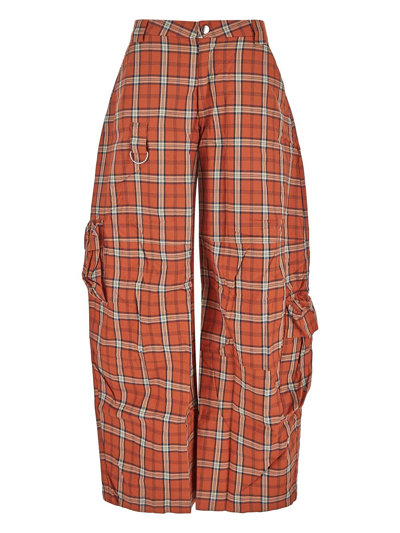 Shop Collina Strada Plaid Cargo Trousers In Orange