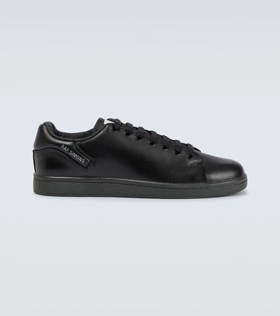 Shop Raf Simons Orion Leather Low-top Sneakers In Brushed Black