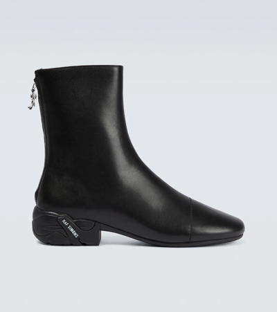 Shop Raf Simons Solaris High Leather Ankle Boots In Black
