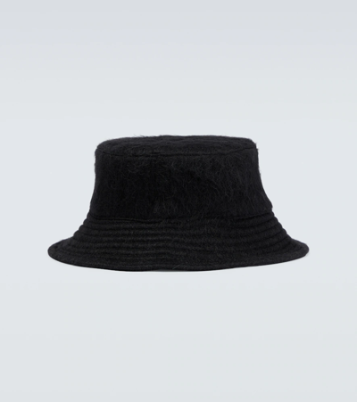 Our Legacy Black Dense Liquid Bucket Hat In Black Mohair