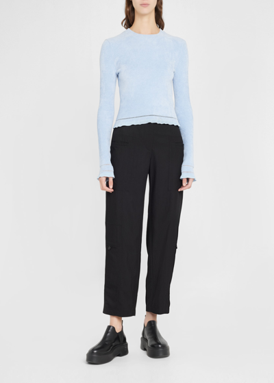 Shop Proenza Schouler White Label Cropped Mock Neck Sweater In Periwinkle