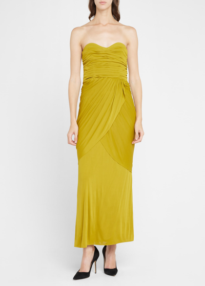 Shop Proenza Schouler Pleated Bustier Evening Dress In Olive