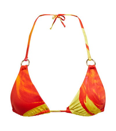 Shop Louisa Ballou Mini Ring Bikini Top In Orchid Flame