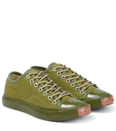 Shop Acne Studios Ballow Canvas Low-top Sneakers In Olive Green