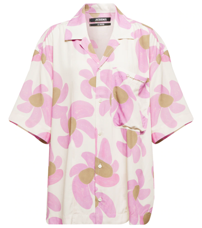 Jacquemus Off-white Le Papier 'la Chemise Jean' Shirt In Print Pink Flowers