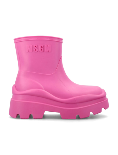 Shop Msgm Rain Boots In Fuchsia Pink