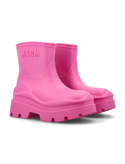 Shop Msgm Rain Boots In Fuchsia Pink