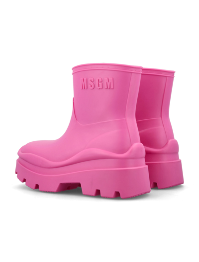 Shop Msgm Rain Boots In Fuchsia Pink