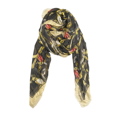 Shop Versace Printed Square Scarf In Black