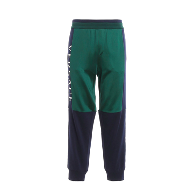 Shop Versace Logo Lounge Pants In Blue