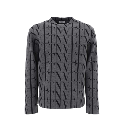 Shop Valentino Vltn Cotton Sweatshirt In Gray