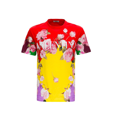 Shop Valentino Cotton T-shirt In Yellow